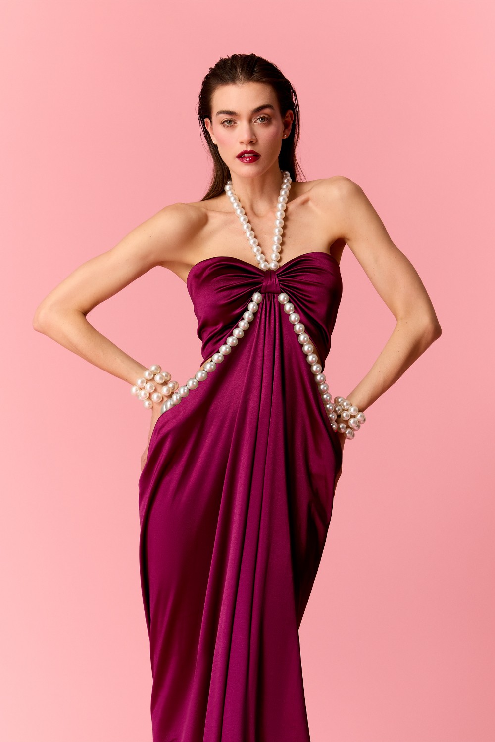 Alice Pearl Burgundy Dress