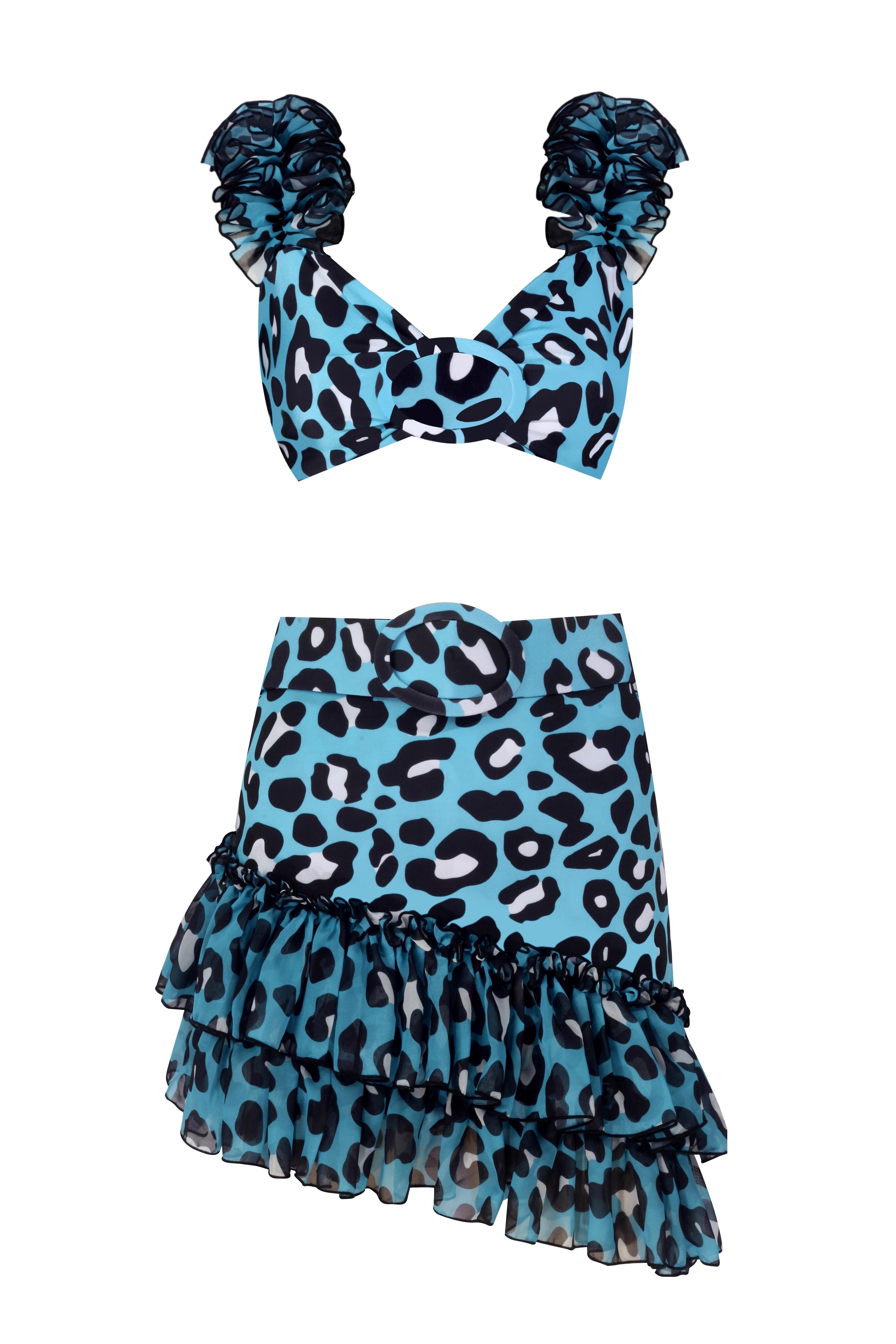 Lily Blue Leo Top With Tigra Skirt