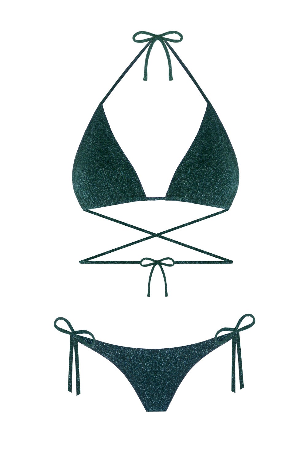 Triangle Sparkle Green Bikini Set