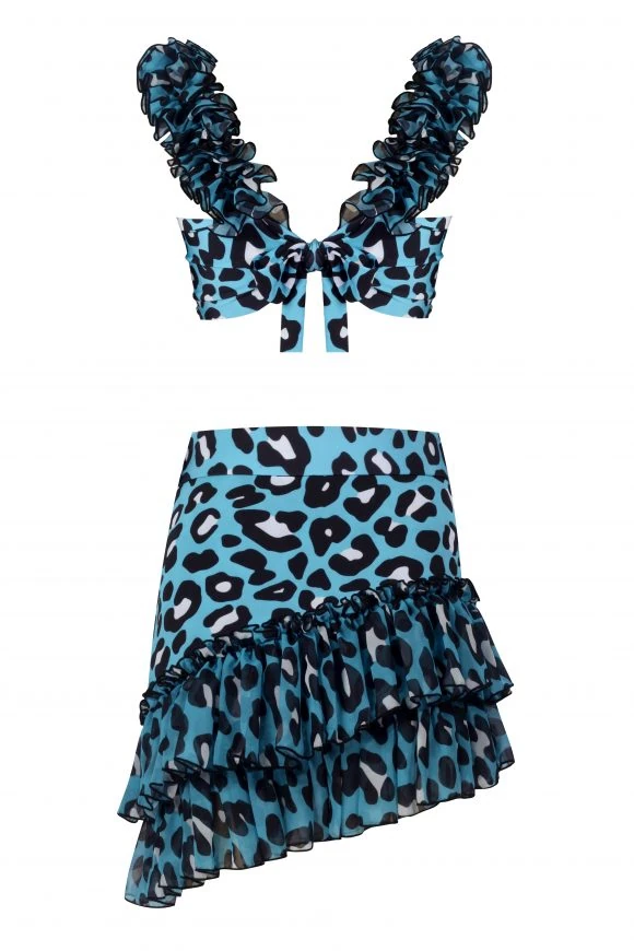 Lily Blue Leo Top With Tigra Skirt
