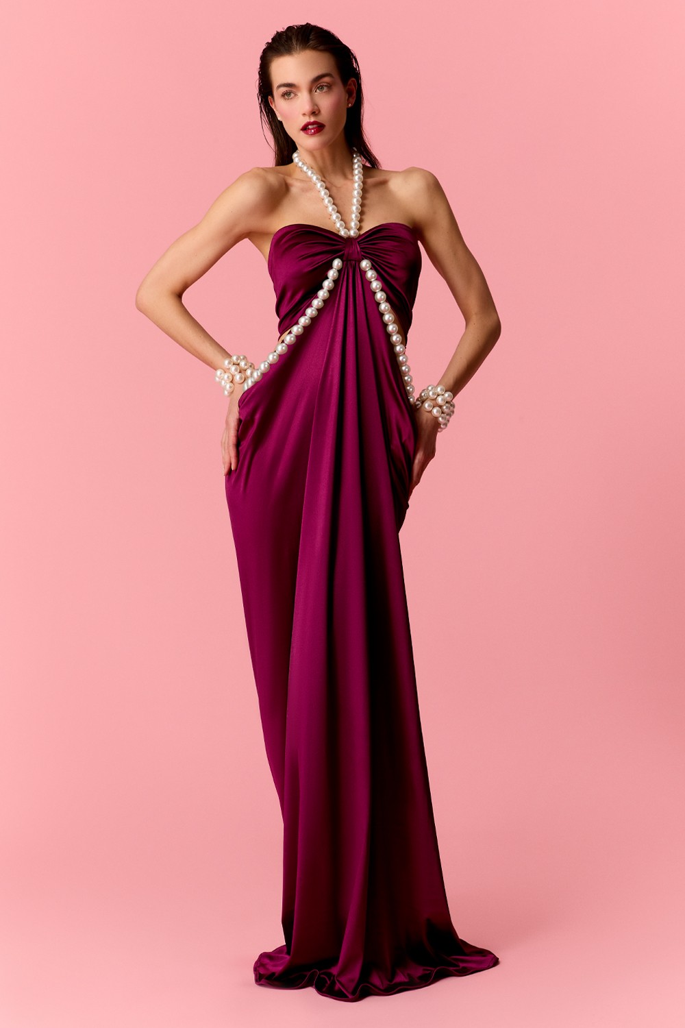 Alice Pearl Burgundy Dress