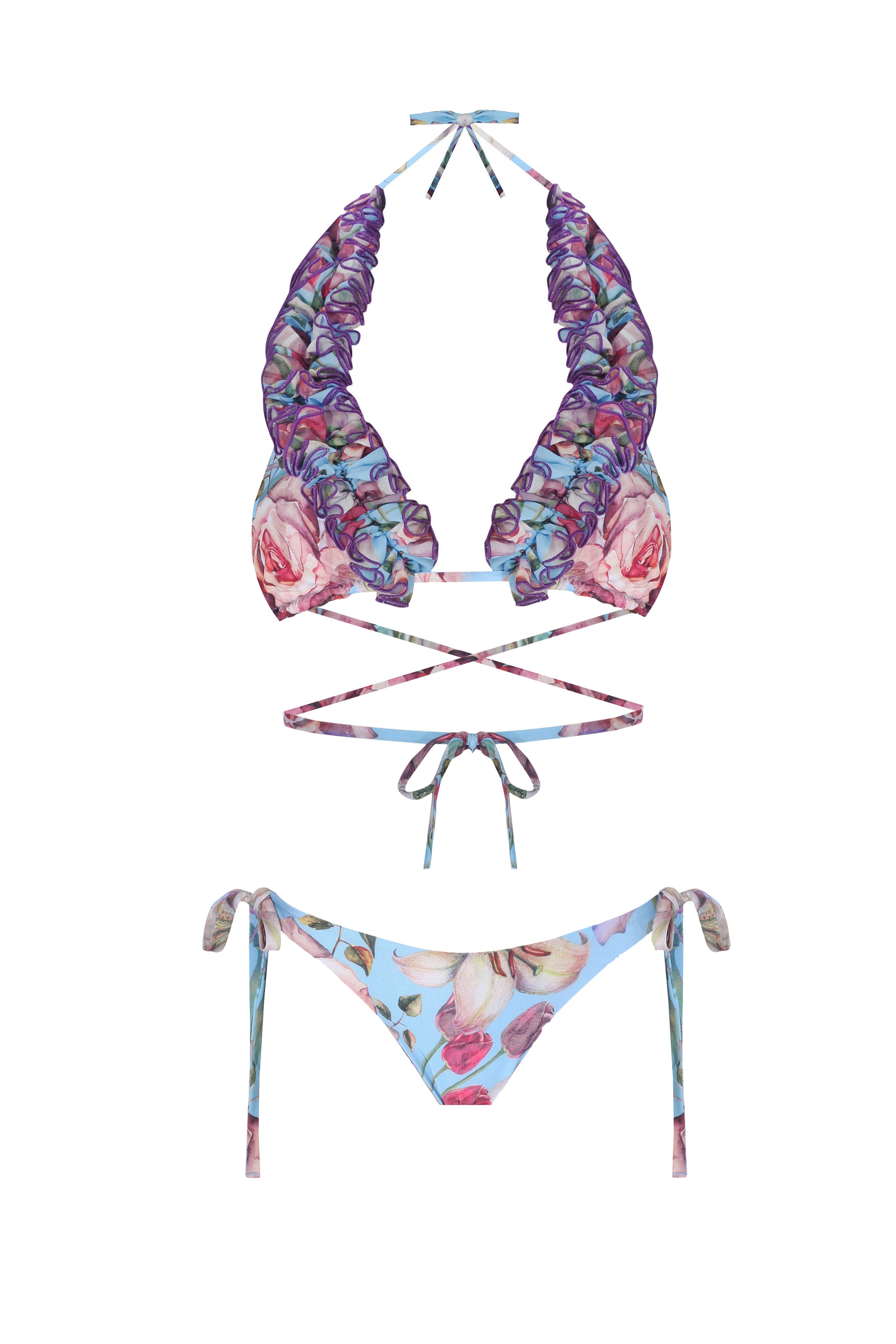 Triangle Blu Ruffle Bikini Set