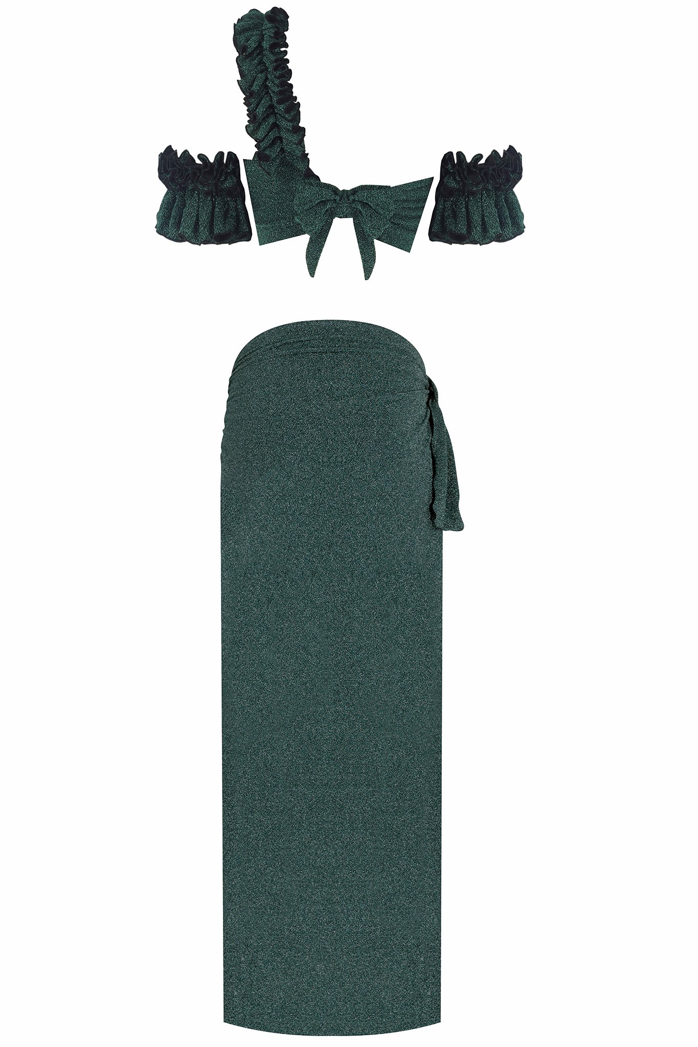 Lilou Sparkle Green Skirt & Top Set
