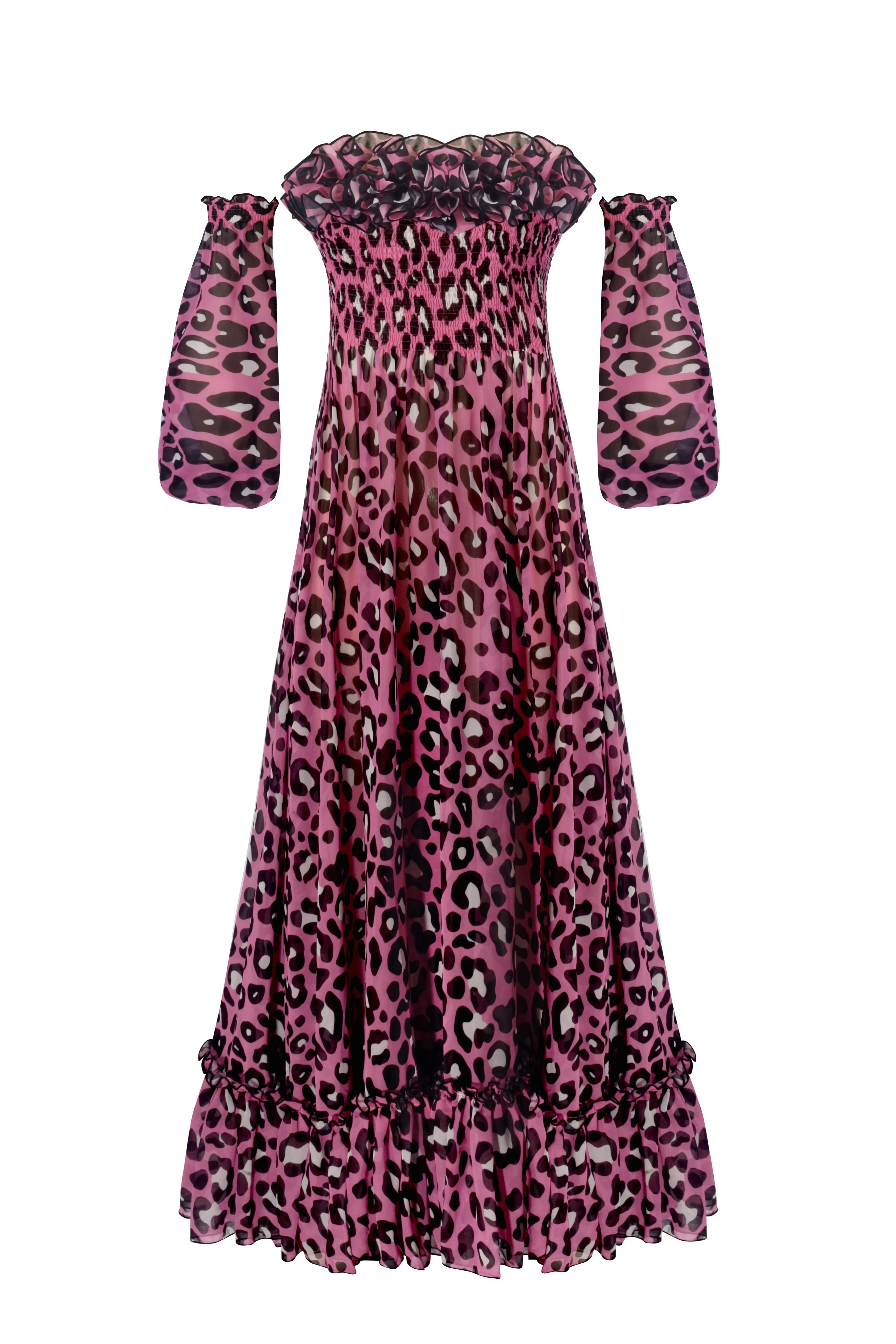 Tigris Pink Leo Beach Elbise