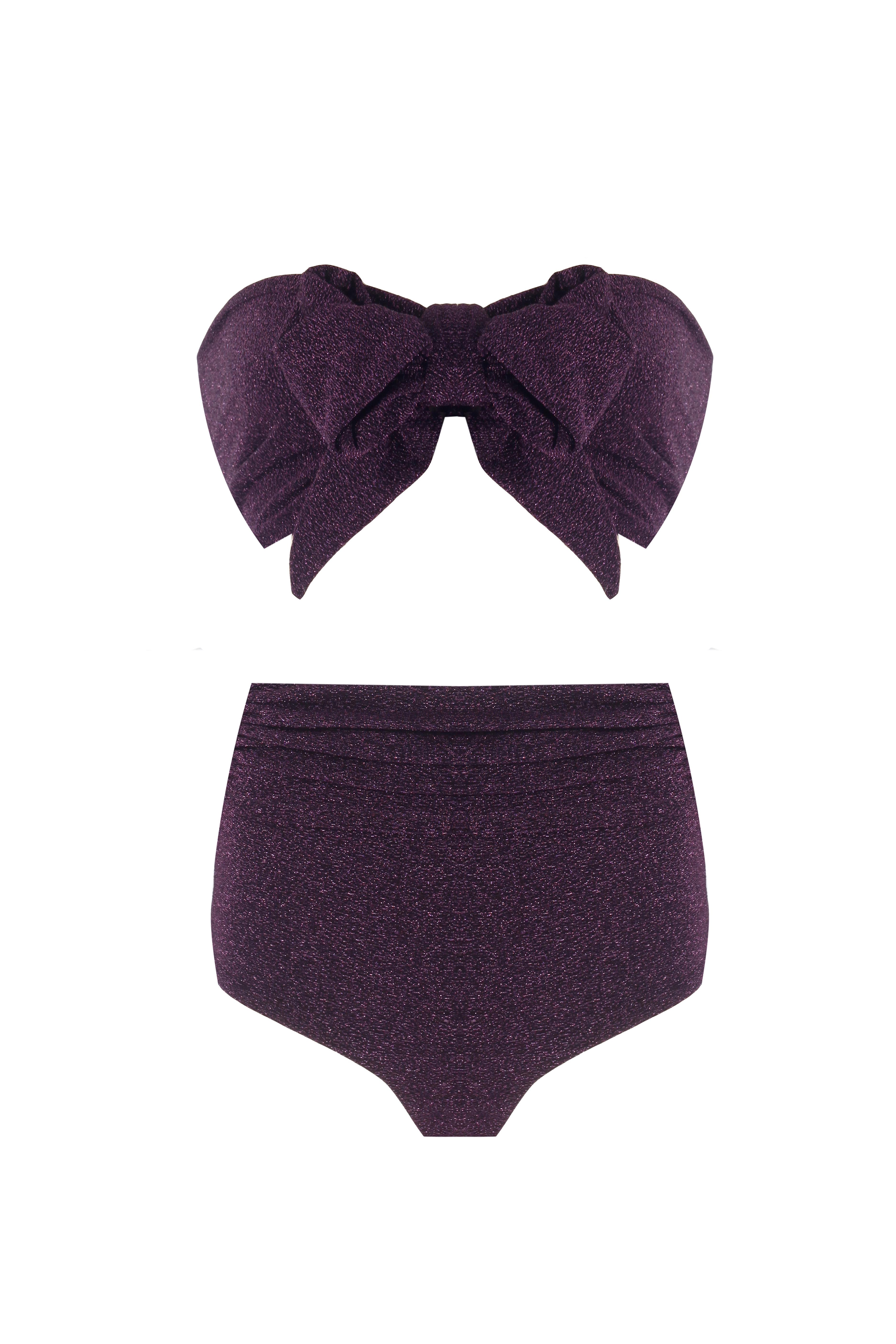 3 In 1 Sparkle Purple Bikini Set