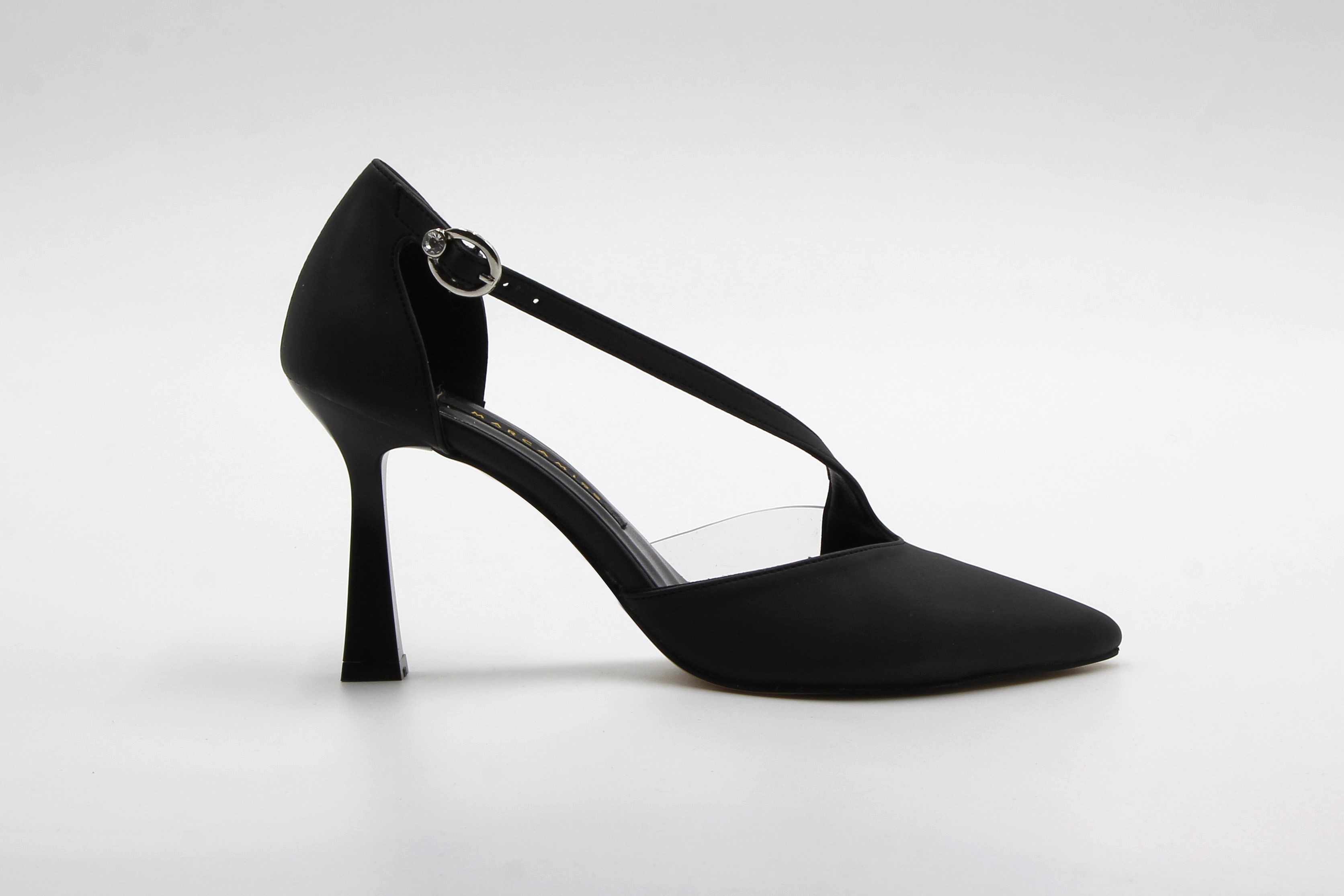 Marcamiss Kadın Mat Saten Topuklu Ayakkabı - Siyah Saten