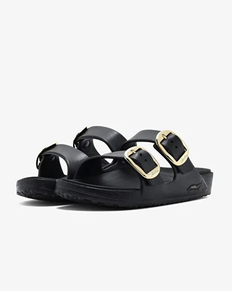 Skechers Arch Fıt Calı Breeze 2.0 Gold Star Siyah Kadın Çift Tokalı Terlik 111592 BLK