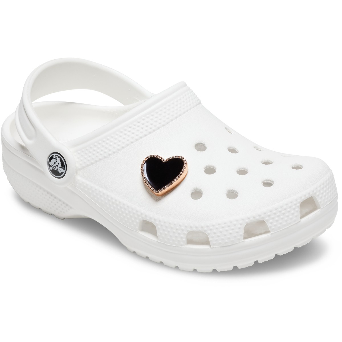 Crocs Black Heart with Gold Outline Unisex Renkli Rozet
