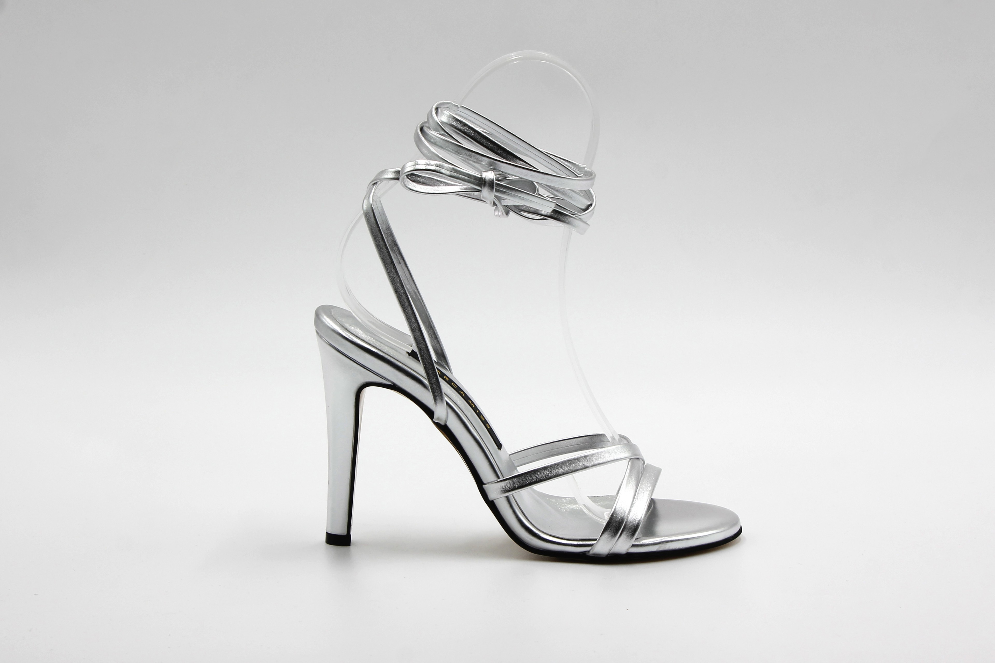 Marcamiss Kadın Bilekden Bağlı Topuklu Sandalet - Gümüş