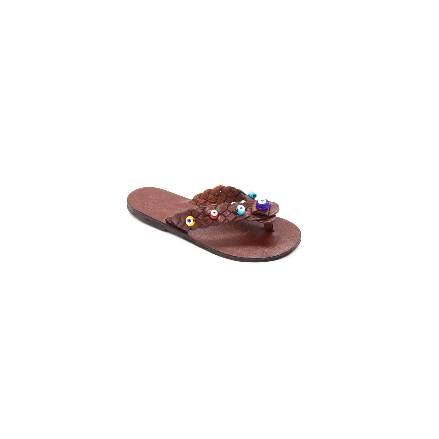 Sur Sandalet El Yapımı Deri Kız Çocuk Bodrum Parmak Arası Terlik - Kahverengi