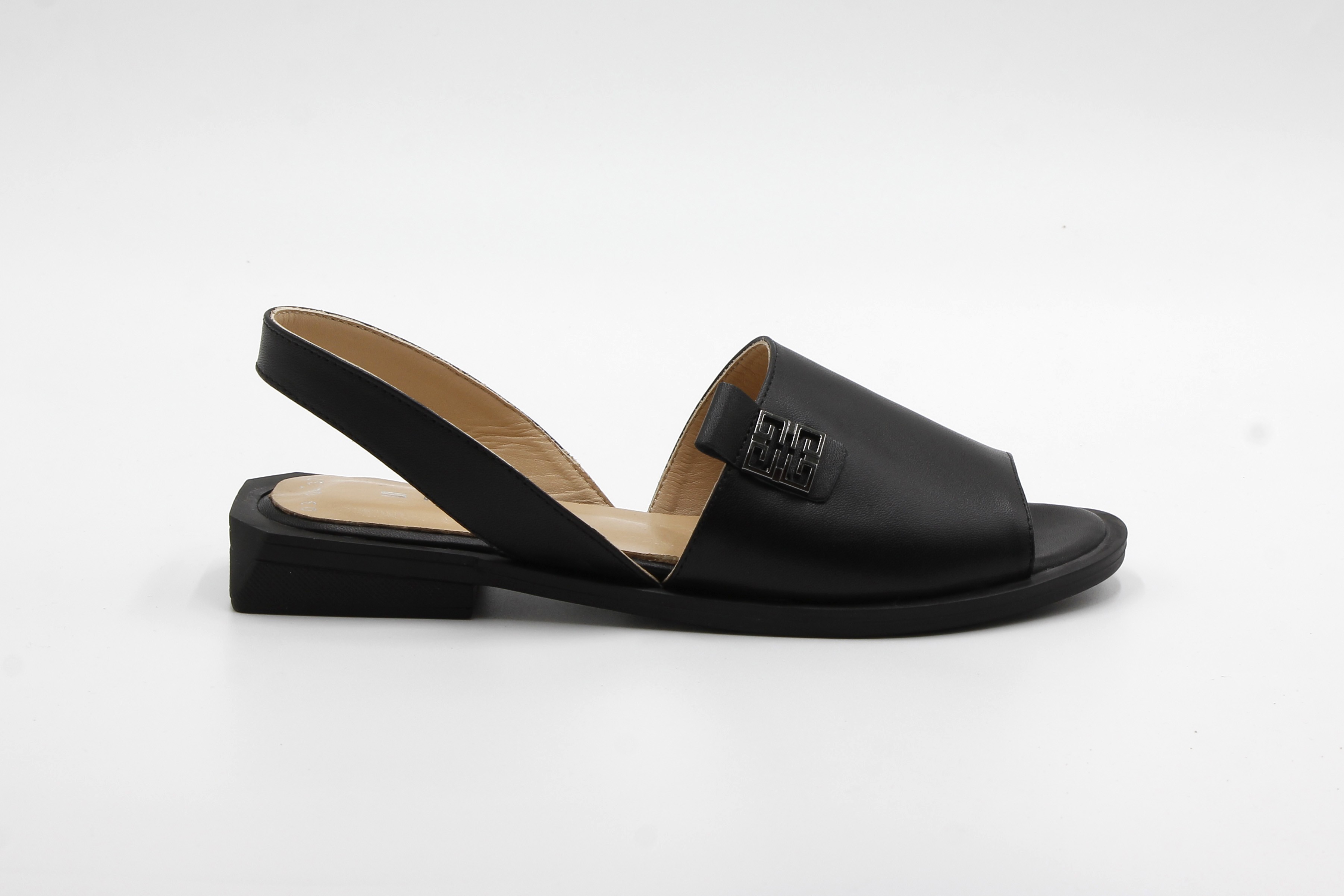 Shes Kadın Deri Günlük Sandalet - Siyah