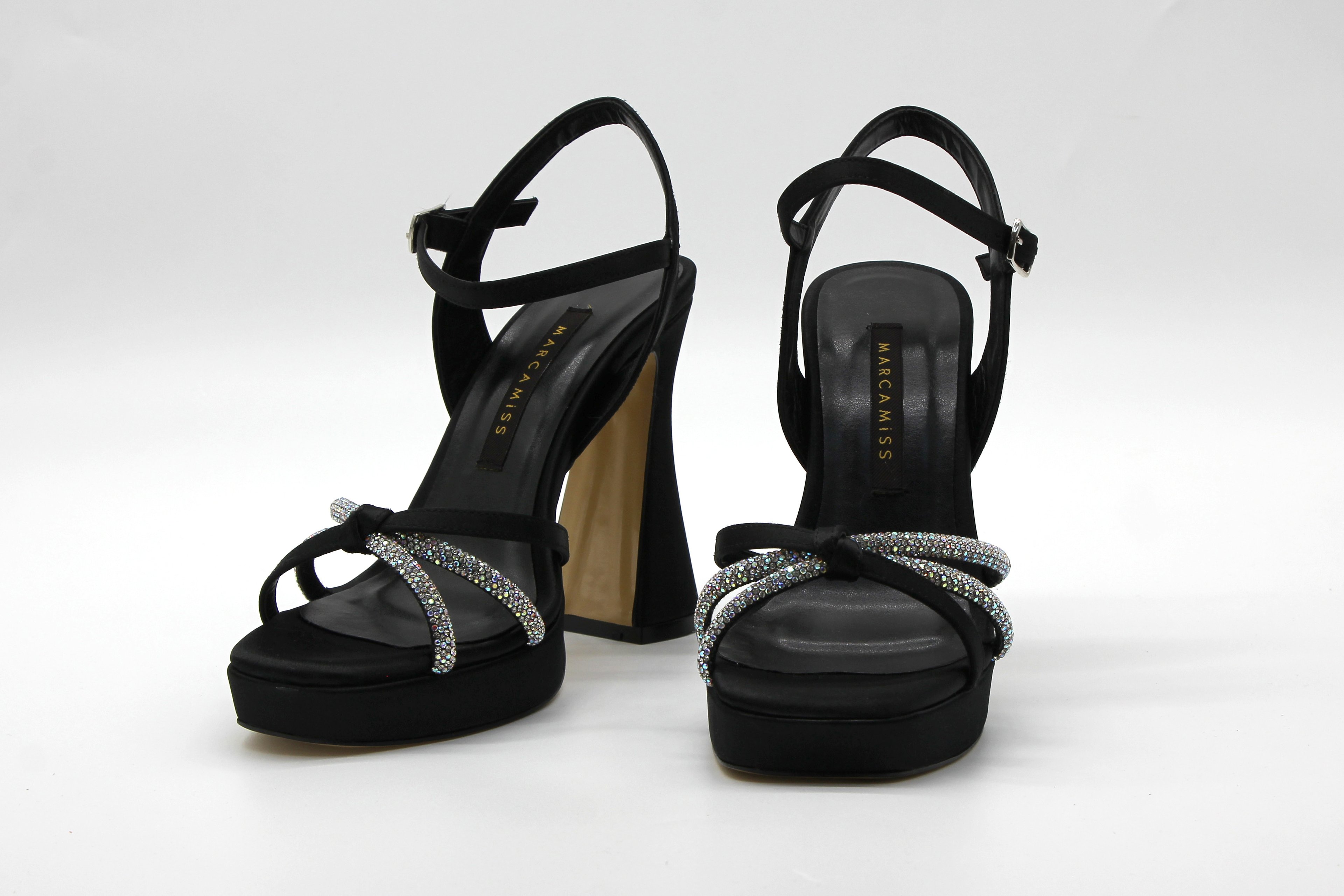 Marcamiss Kadın Platform Taşlı Sandalet - Siyah