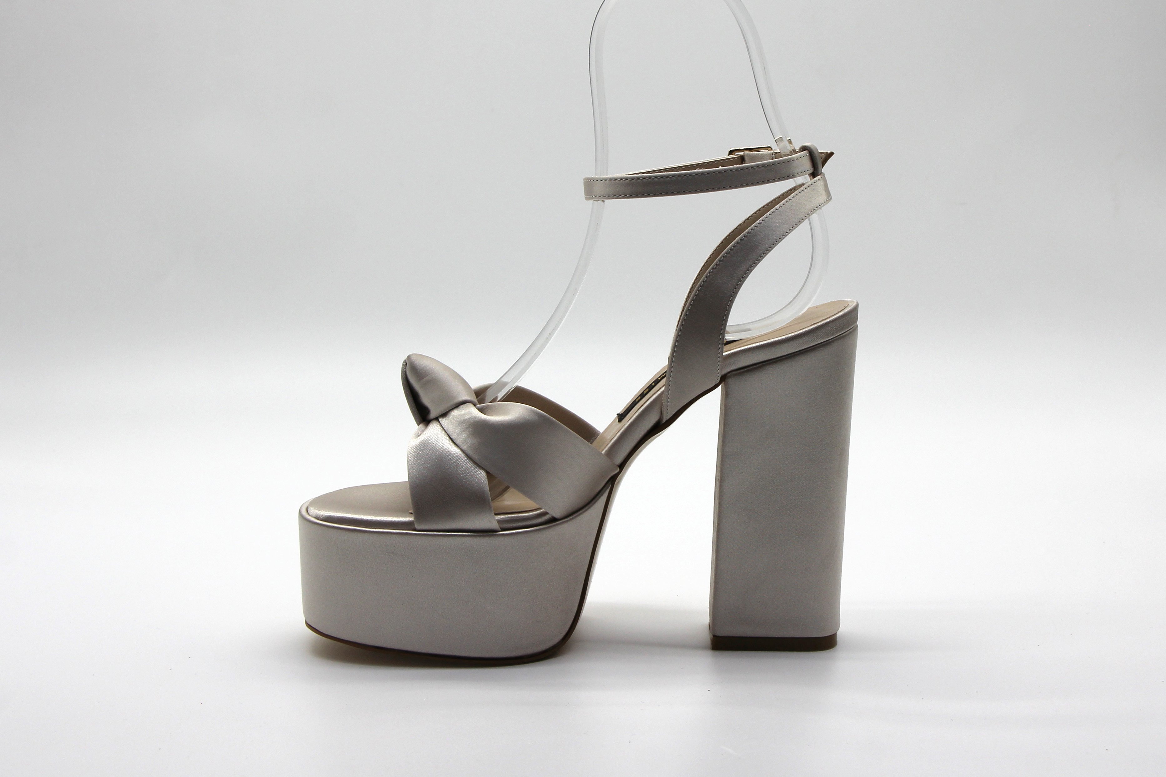 Marcamiss Kadın Saten Platform Sandalet - Bej Saten