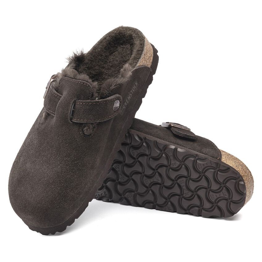 Birkenstock Boston Suede Shearling Mocha Kadın Süet Terlik