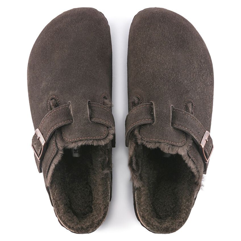 Birkenstock Boston Suede Shearling Mocha Kadın Süet Terlik