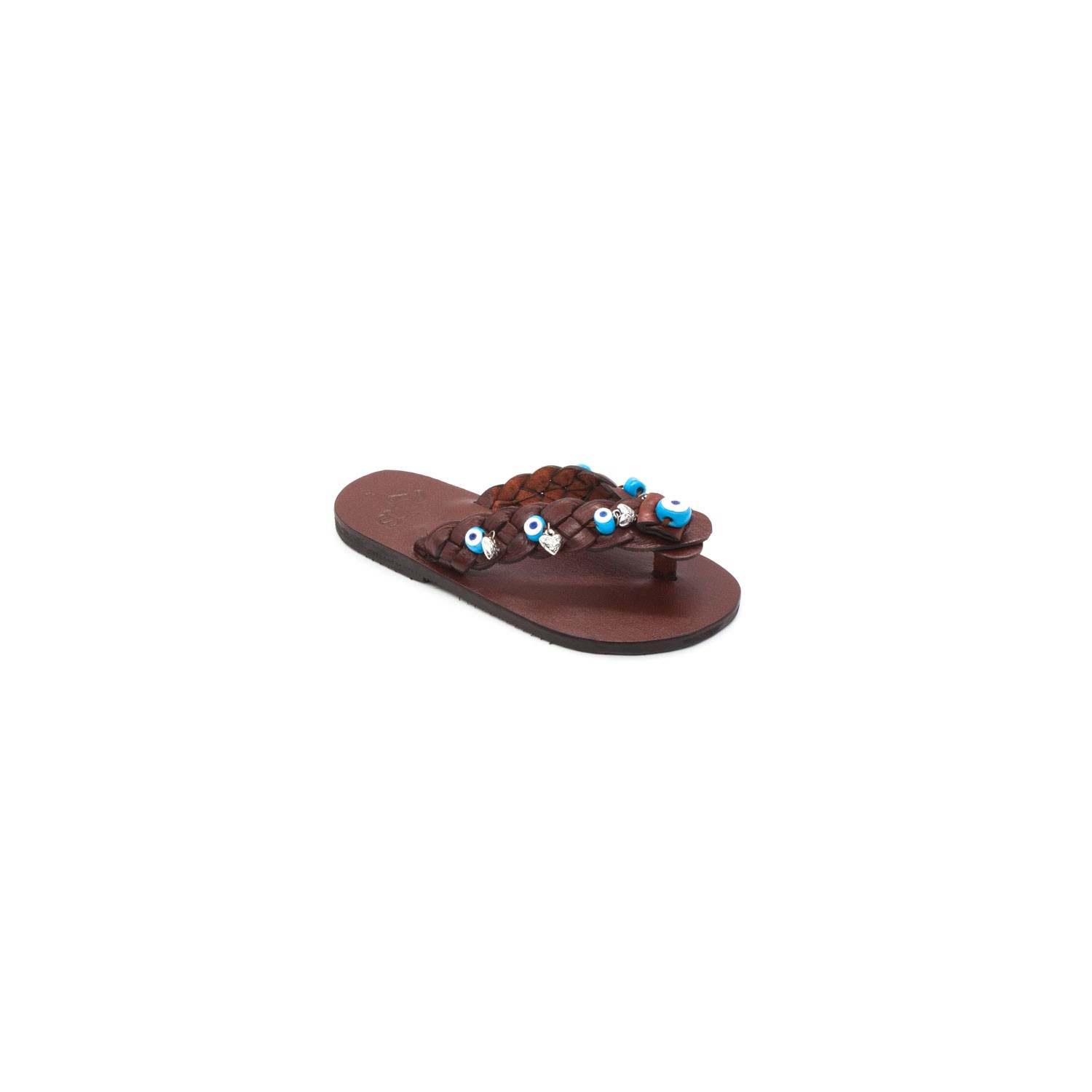 Sur Sandalet El Yapımı Deri Kız Çocuk Bodrum Parmak Arası Terlik - Mavi