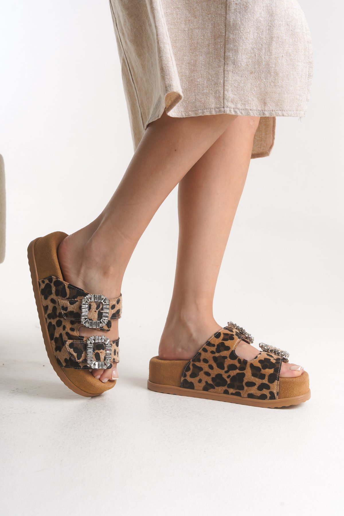 Wella Kadın Leopar Platform Taban Terlik W00LP008146