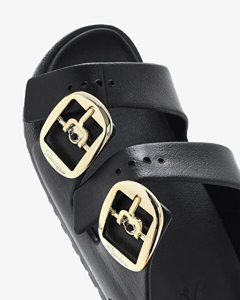 Skechers Arch Fıt Calı Breeze 2.0 Gold Star Siyah Kadın Çift Tokalı Terlik 111592 BLK
