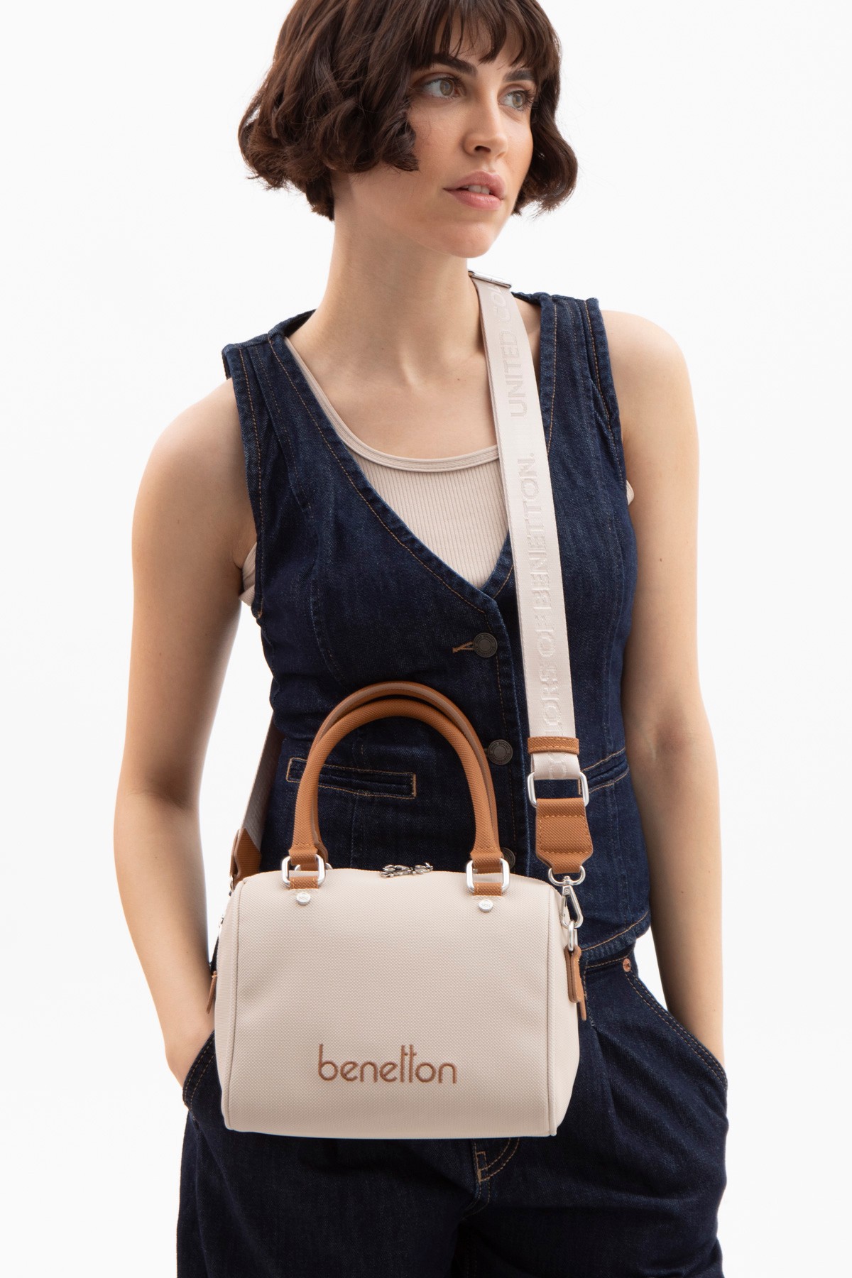 Unıted Colors Of Benetton Kadın Omuz Kol Çantası BNT_1618 - Bej-Camel