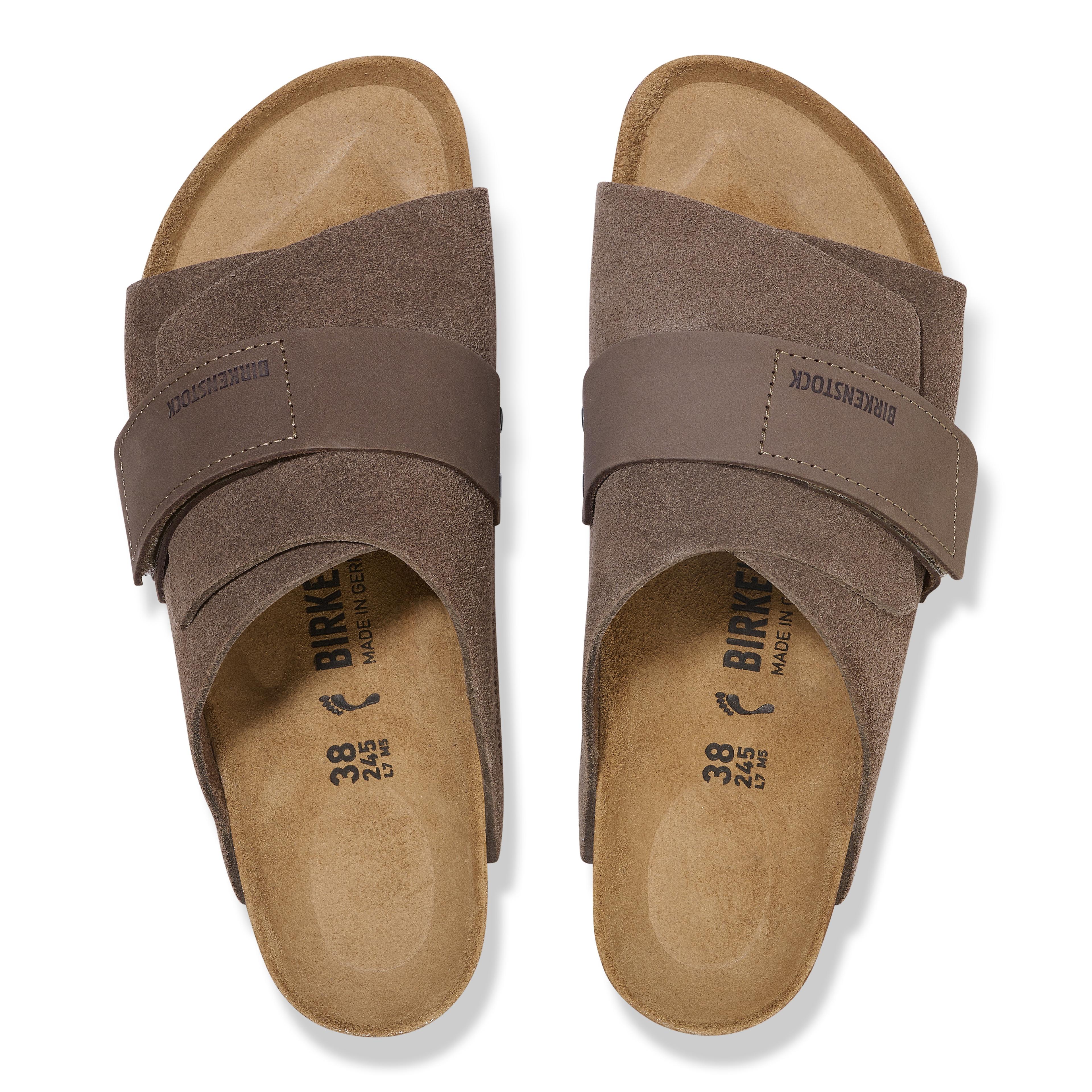 Birkenstock Kyoto Vl Nu Erkek Kahve Süet Düz Bant Terlik 1029138