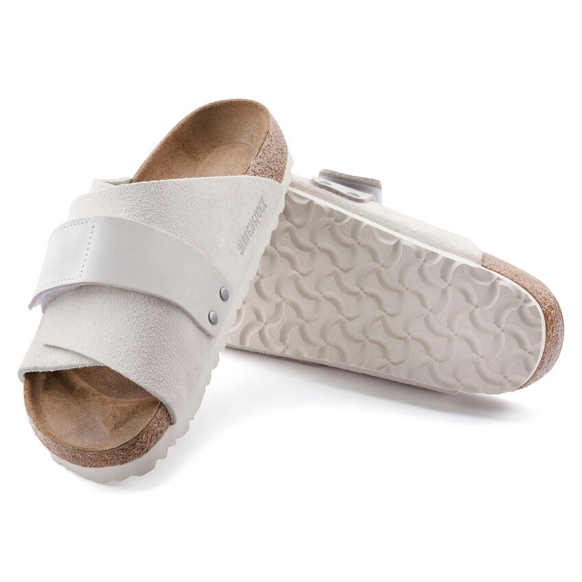 Birkenstock Kyoto Vl Nu Erkek Beyaz Süet Düz Terlik 1024526