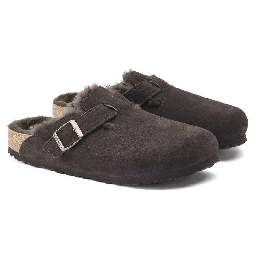 Birkenstock Boston Suede Shearling Mocha Kadın Süet Terlik