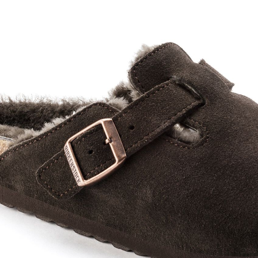 Birkenstock Boston Suede Shearling Mocha Kadın Süet Terlik