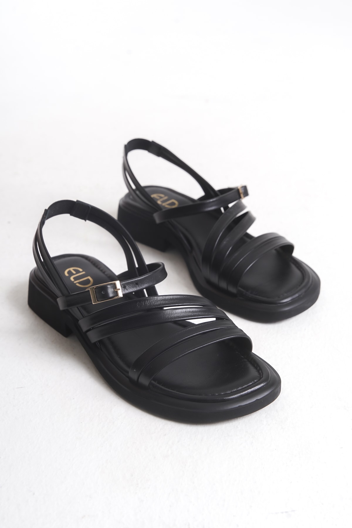 Sur Sandalet Kadın Siyah Deri Spor Sandalet ARK-M-555-T
