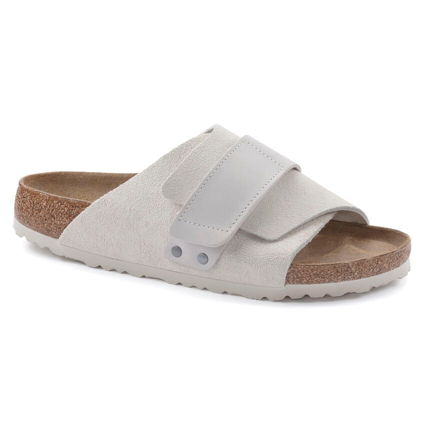 Birkenstock Kyoto Vl Nu Erkek Beyaz Süet Düz Terlik 1024526