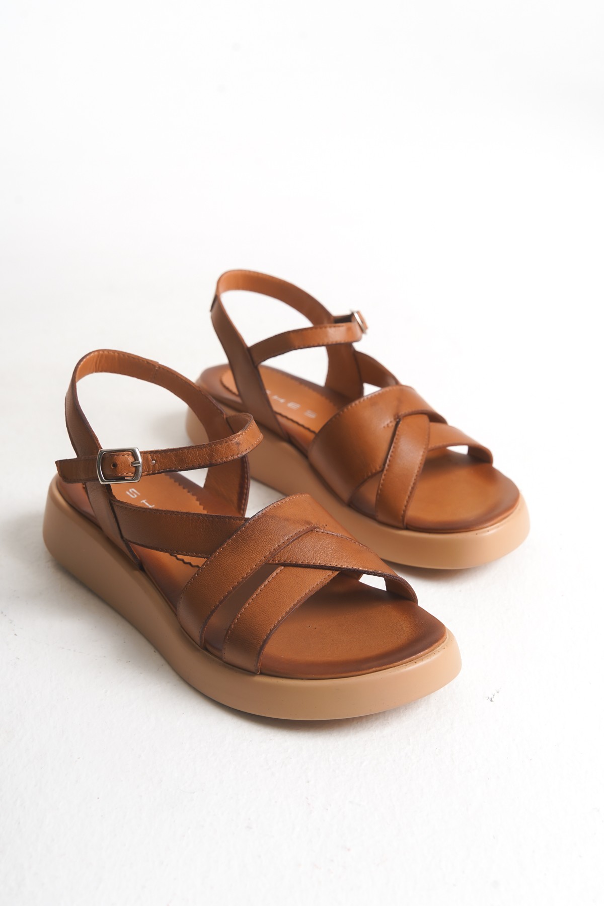 She's Kadın Taba Deri Günlük Sandalet SHES00T011651