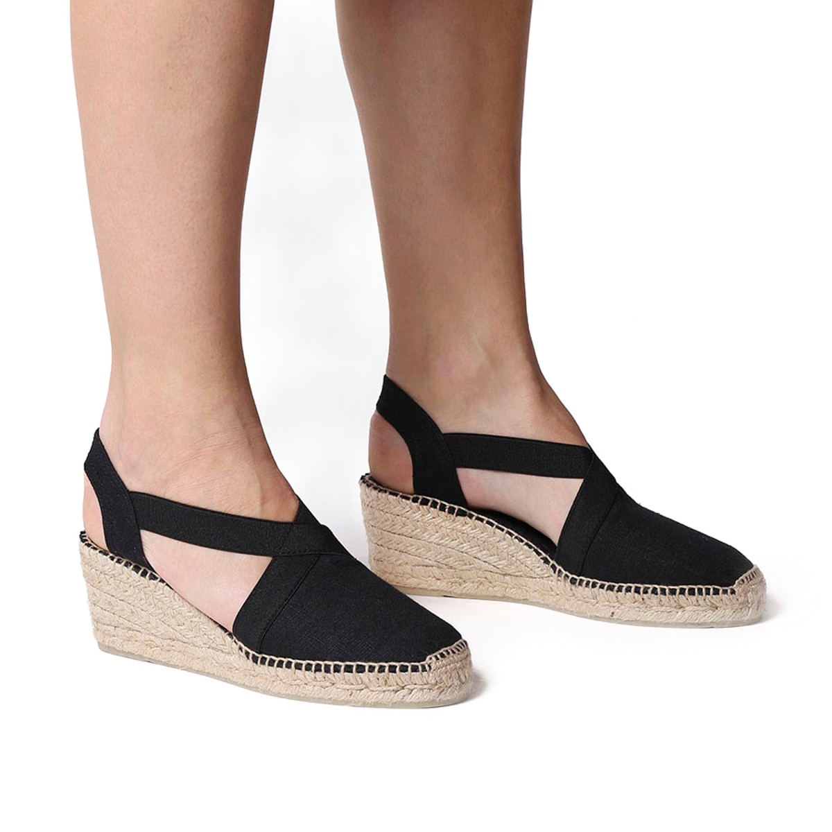 Toni Pons Ter Elastic Linen Negre Kadın Siyah Dolgu Topuk Espadril 1TONW2020088