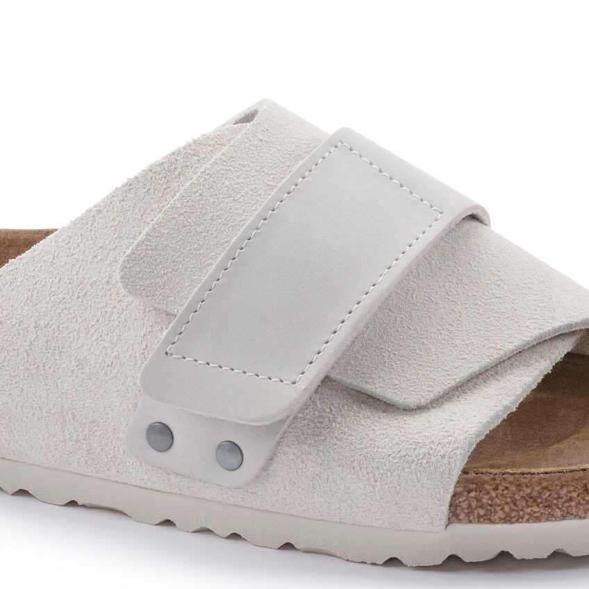 Birkenstock Kyoto Vl Nu Erkek Beyaz Süet Düz Terlik 1024526