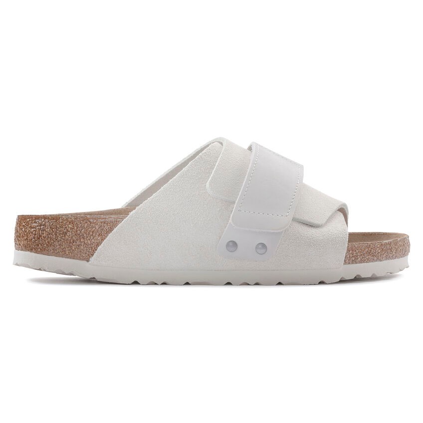 Birkenstock Kyoto Vl Nu Erkek Beyaz Süet Düz Terlik 1024526