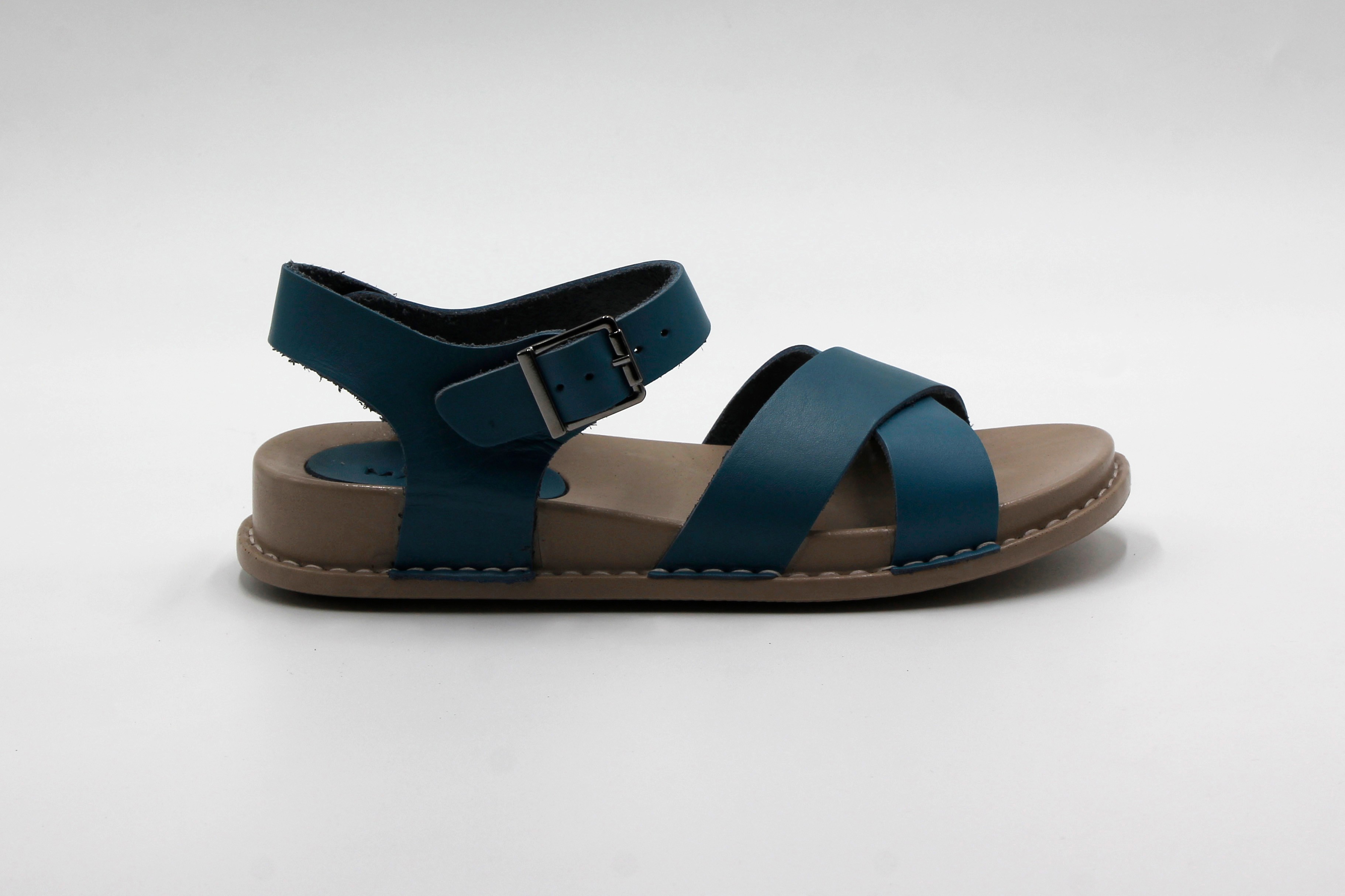 Kadın Deri Günlük Ortapedik Sandalet - Mavi