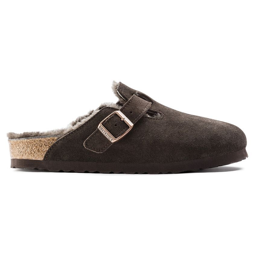 Birkenstock Boston Suede Shearling Mocha Kadın Süet Terlik