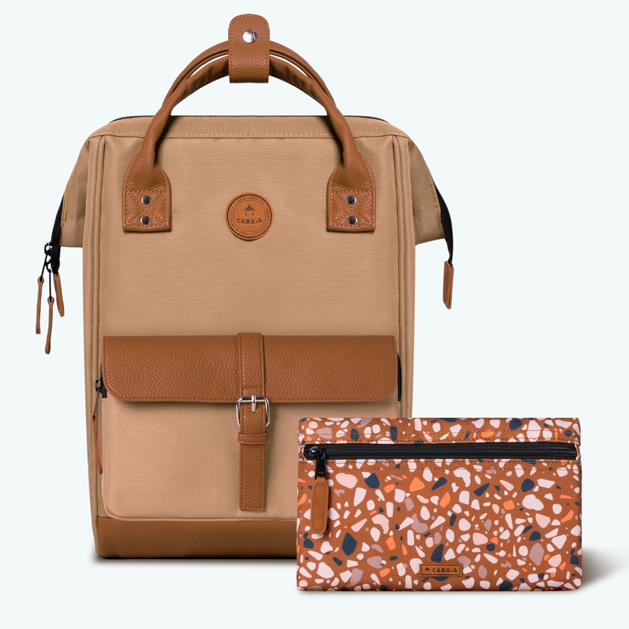 Cabaia Sırt Çantası Adventurer Kuala Lumpur Medıum Cream Camel Leather