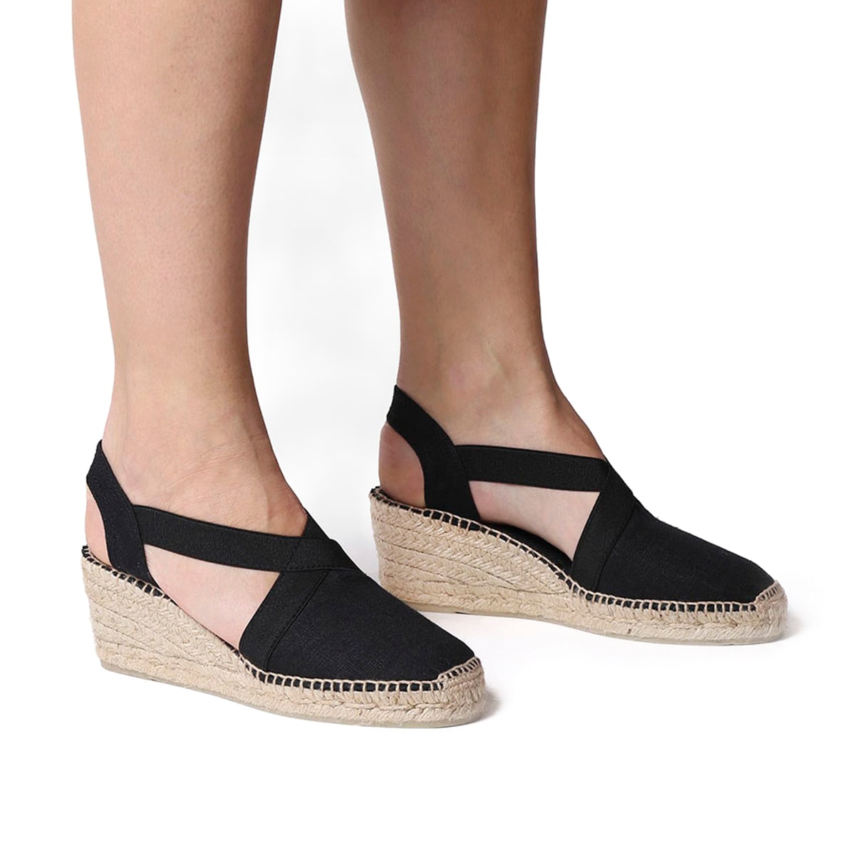 Toni Pons Ter Elastic Linen Negre Kadın Siyah Dolgu Topuk Espadril 1TONW2020088