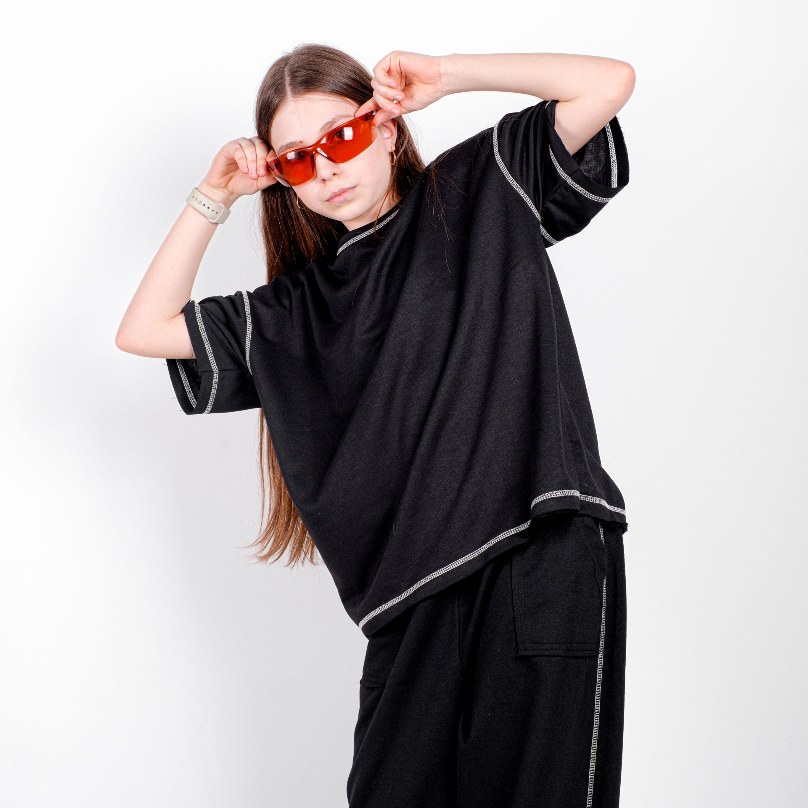 StreetKids Oversize Takım Ters Dikişli Yazlık – Siyah | Çocuk ve Genç - Kız (135-170 cm)