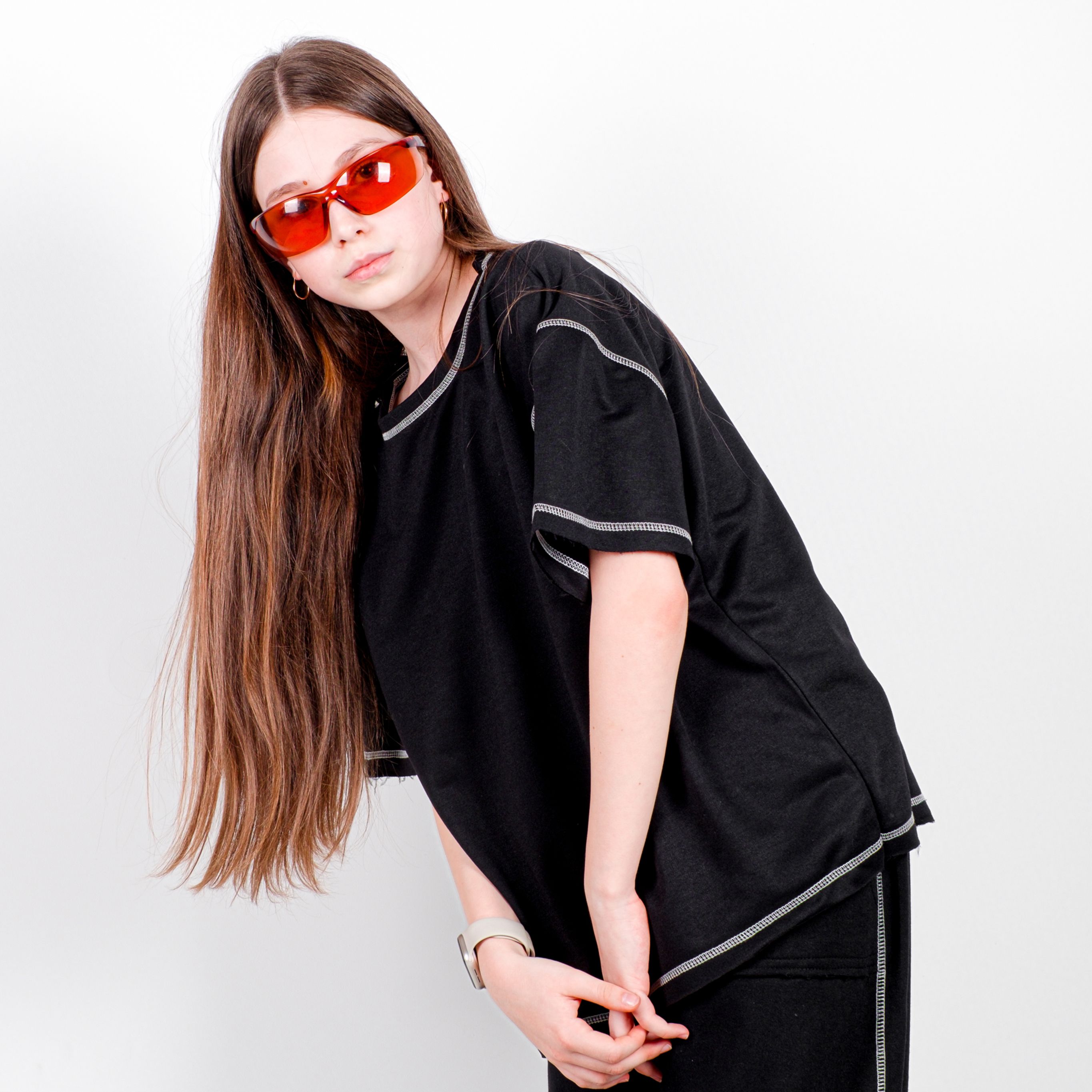 StreetKids Oversize Tişört – Siyah  | Çocuk ve Genç - Kız (135-170 cm)