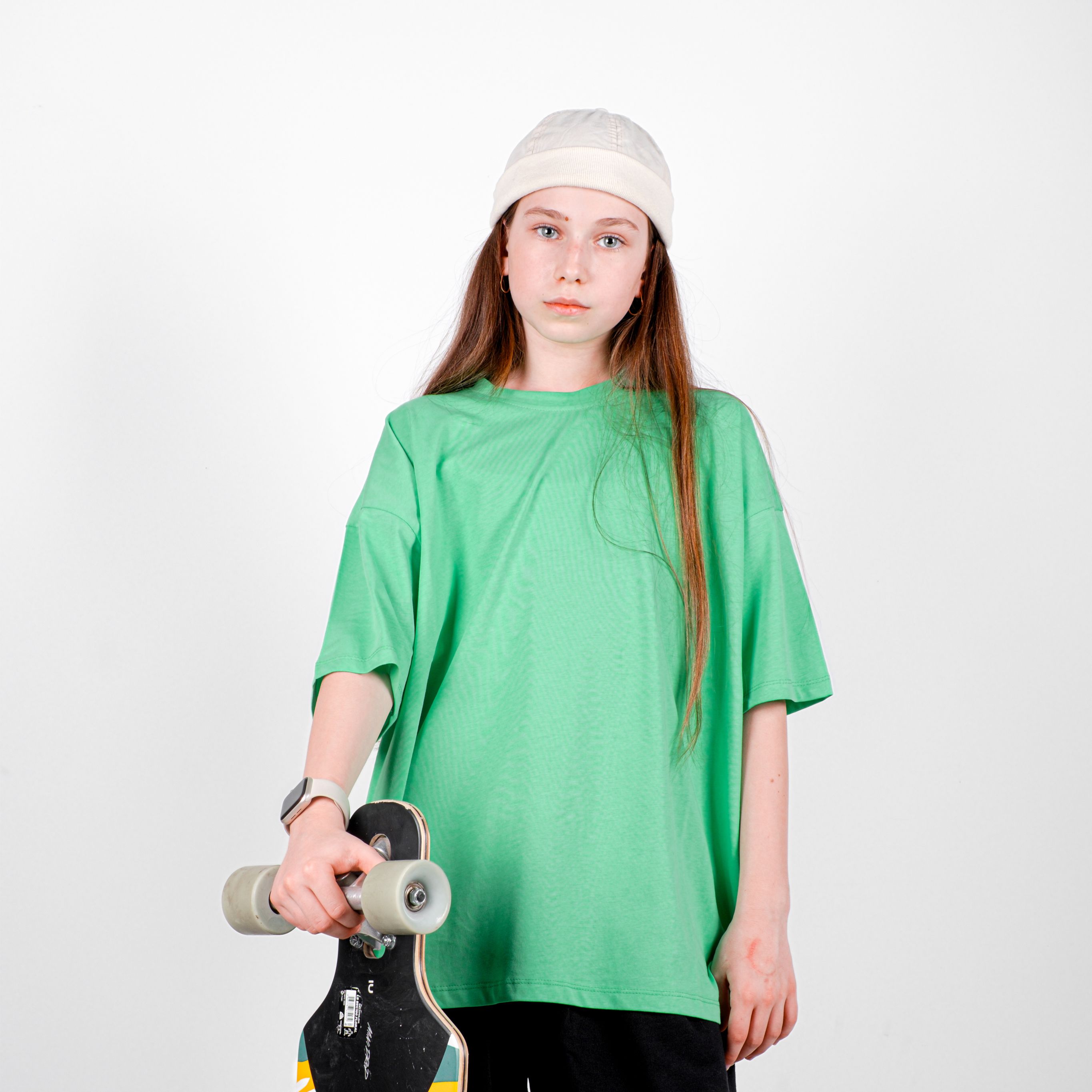 StreetKids Oversize Tişört – Yeşil | Çocuk ve Genç - Kız (150-180 cm)