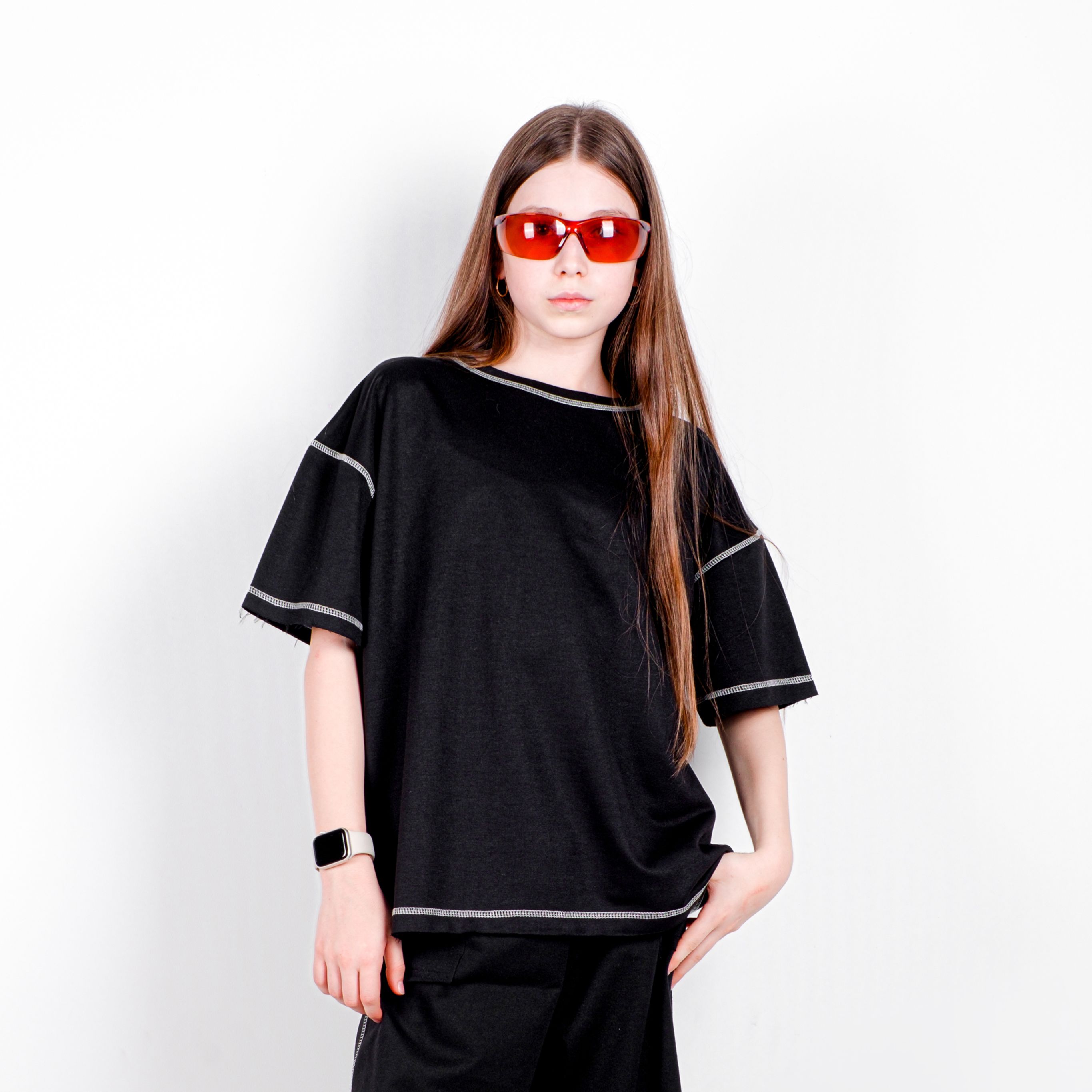 StreetKids Oversize Tişört – Siyah  | Çocuk ve Genç - Kız (135-170 cm)