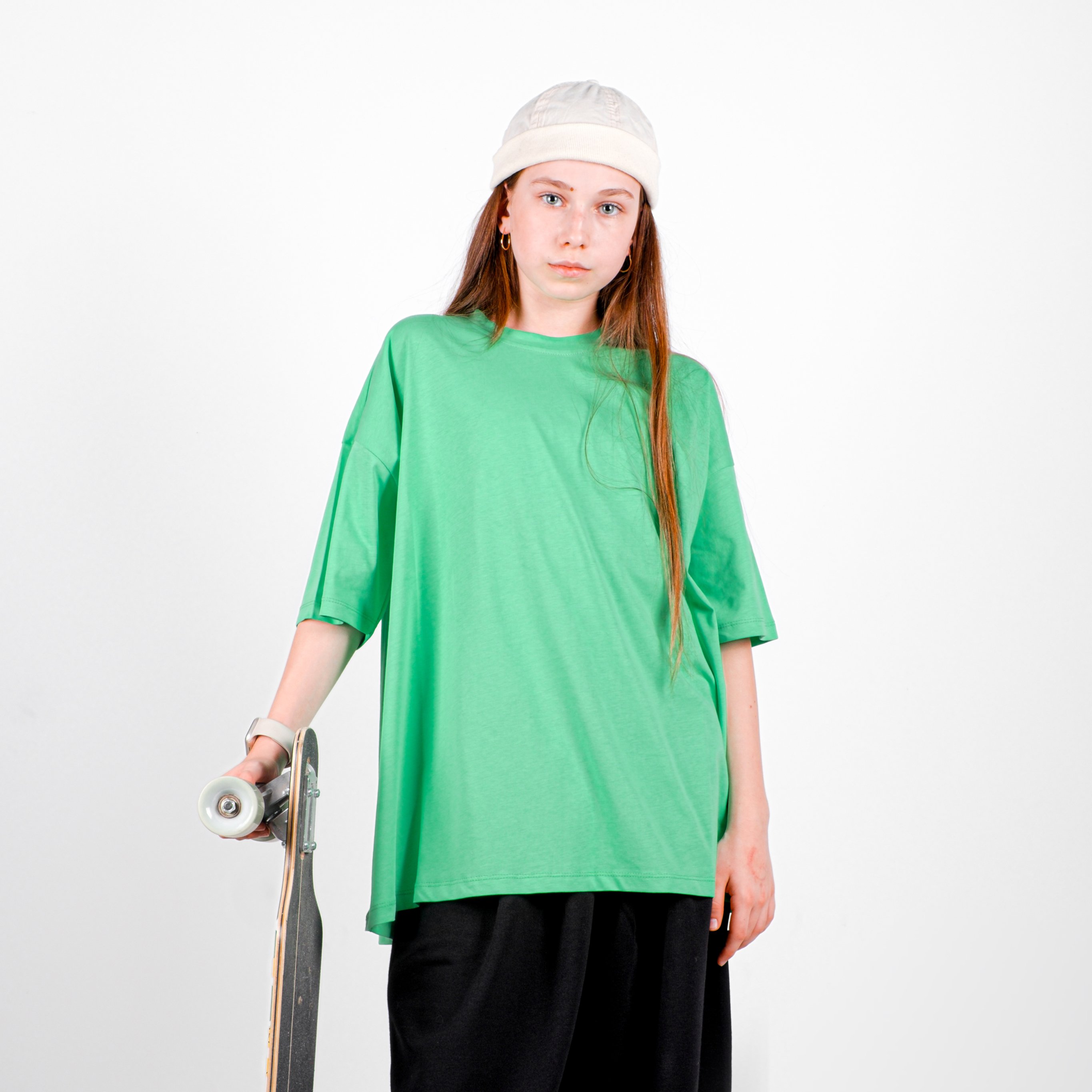 StreetKids Oversize Tişört – Yeşil | Çocuk ve Genç - Kız (150-180 cm)