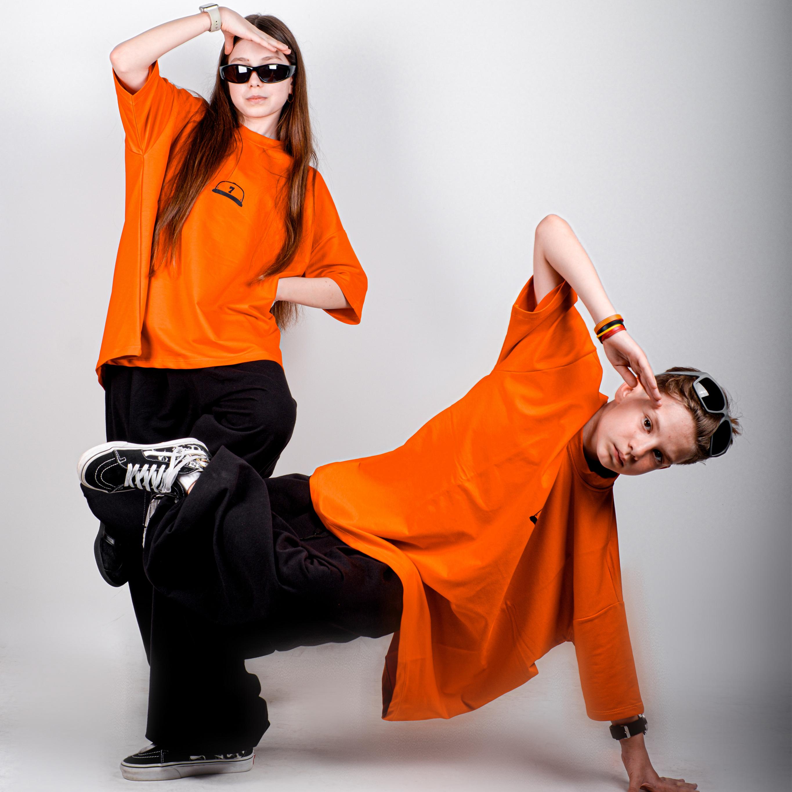 StreetKids Oversize Tişört – Turuncu | Çocuk ve Genç - Kız (150-180 cm)