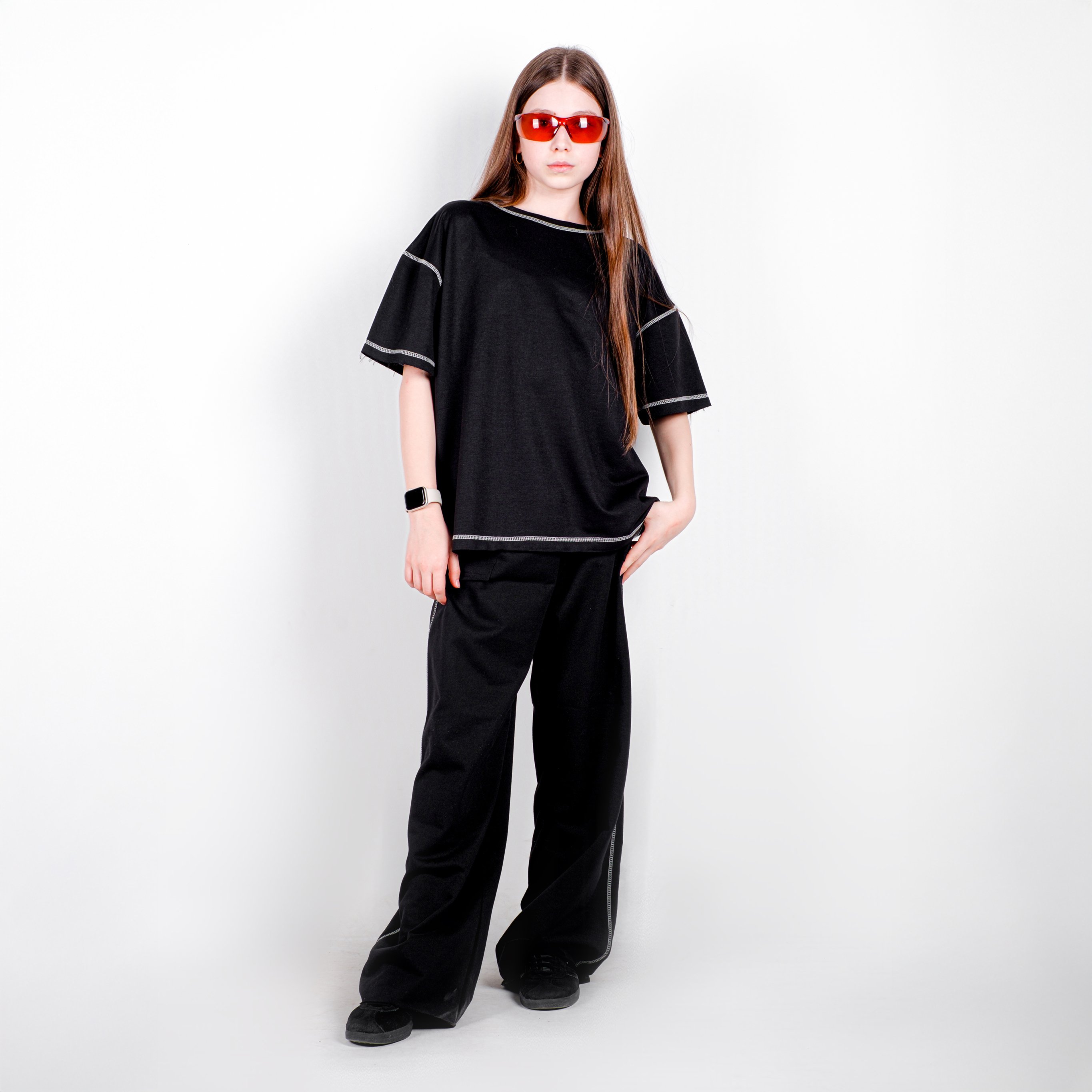 StreetKids Oversize Takım Ters Dikişli Yazlık – Siyah | Çocuk ve Genç - Kız (135-170 cm)