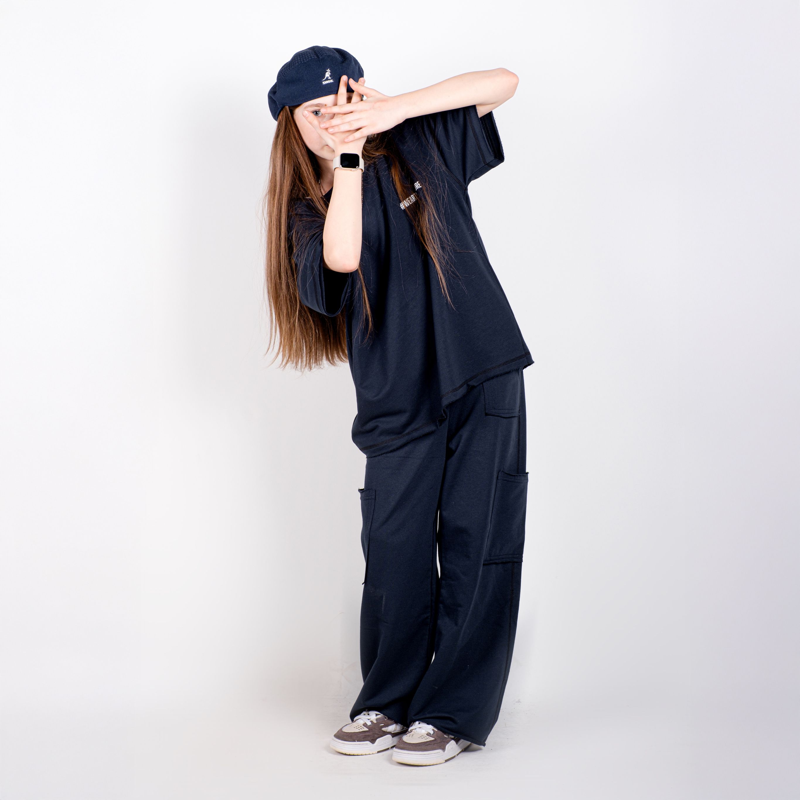 StreetKids Oversize Takım Basic Yazlık  – Lacivert | Çocuk ve Genç Kız (135-170 cm)