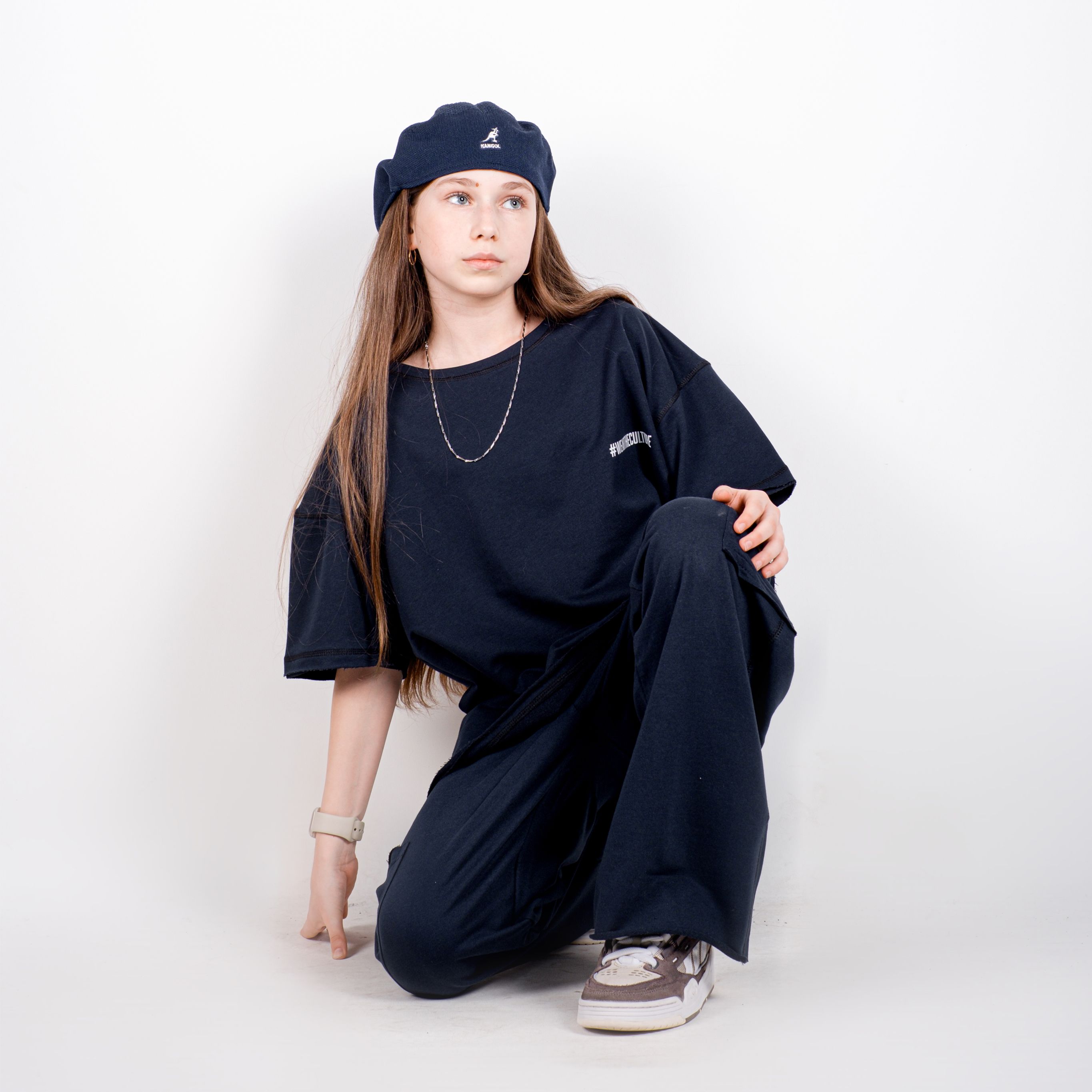 StreetKids Oversize Takım Basic Yazlık  – Lacivert | Çocuk ve Genç Kız (135-170 cm)