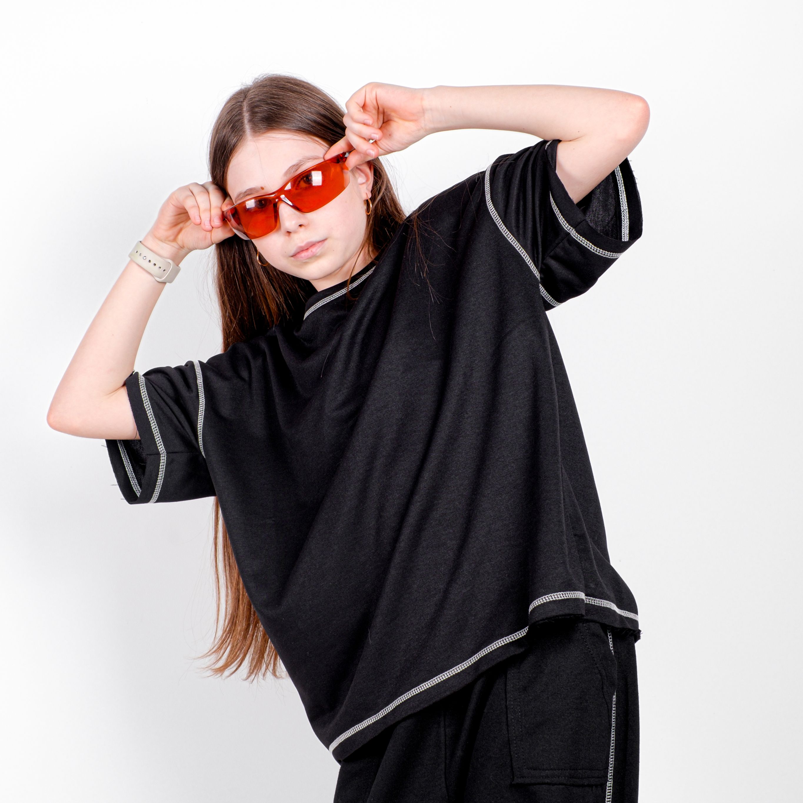 StreetKids Oversize Tişört – Siyah  | Çocuk ve Genç - Kız (135-170 cm)