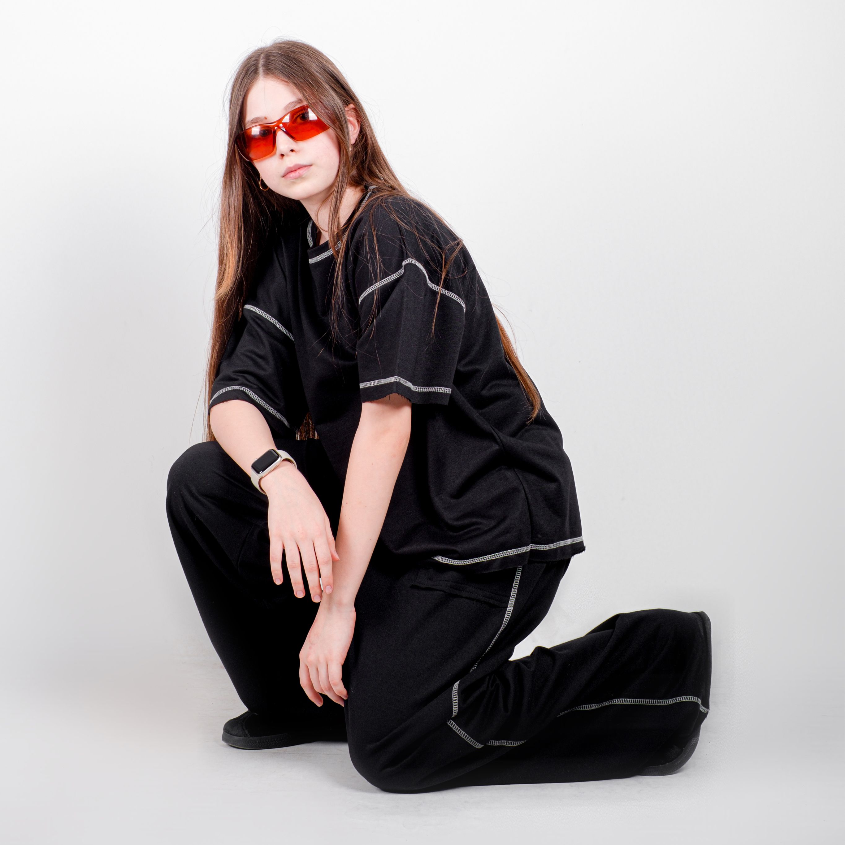 StreetKids Oversize Tişört – Siyah  | Çocuk ve Genç - Kız (135-170 cm)