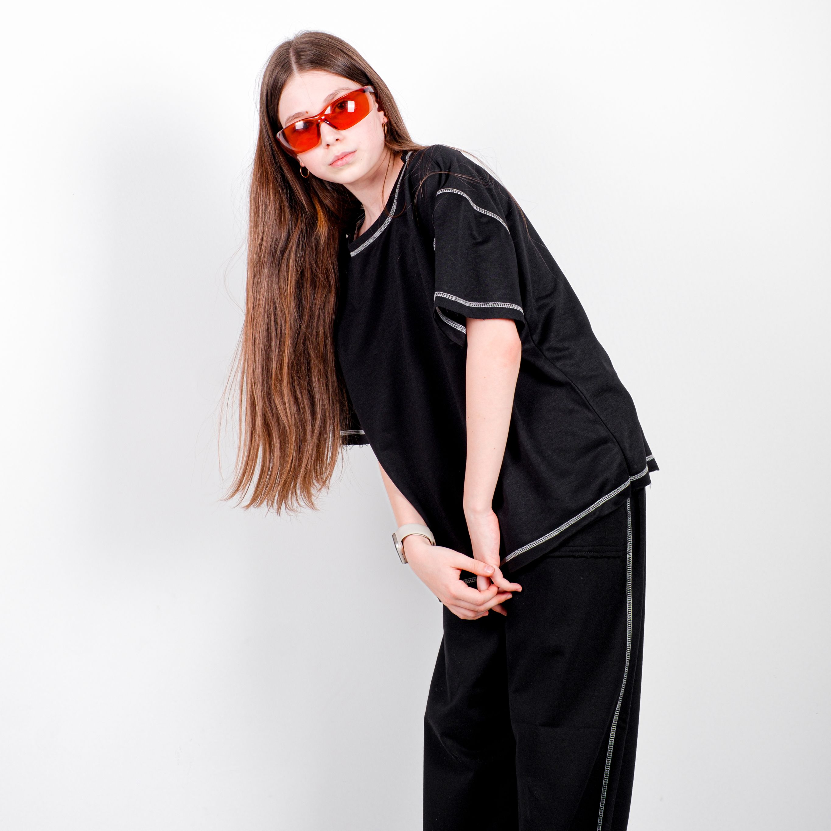StreetKids Oversize Takım Ters Dikişli Yazlık – Siyah | Çocuk ve Genç - Kız (135-170 cm)