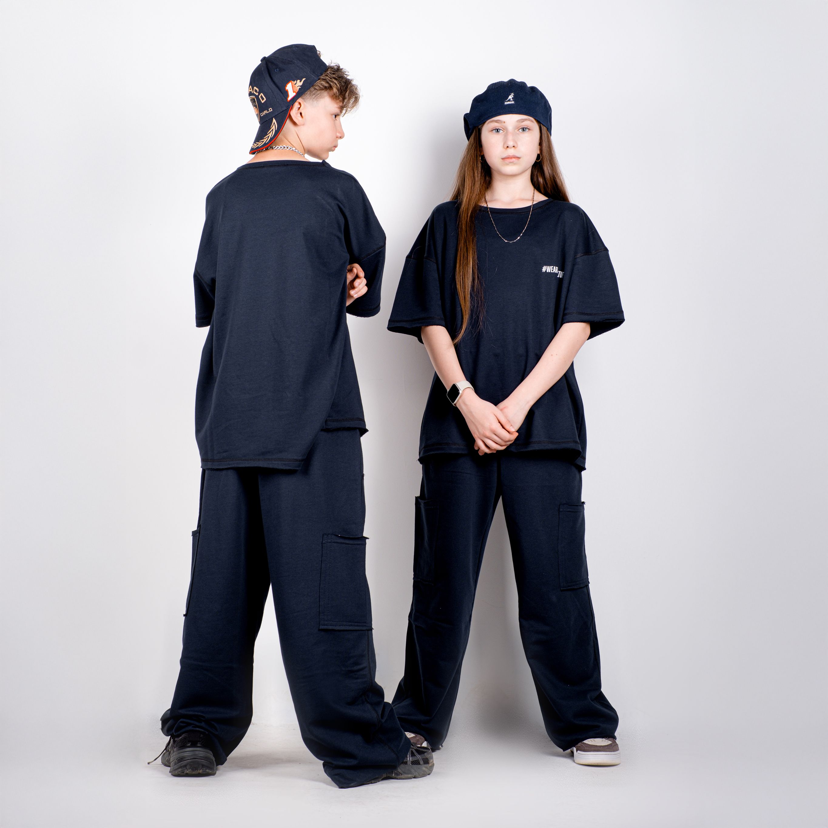 StreetKids Oversize Takım Basic Yazlık  – Lacivert | Çocuk ve Genç Kız (135-170 cm)